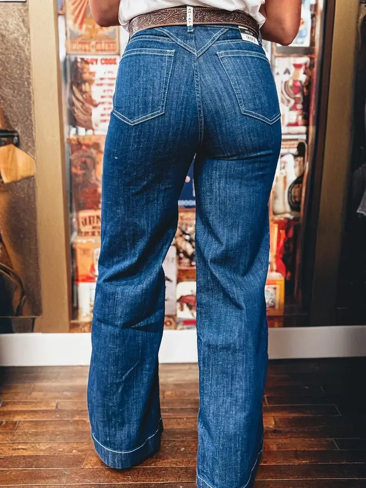 Stiched waist Loose Cuff Jeasn