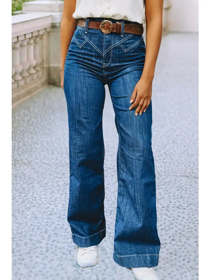 Stiched waist Loose Cuff Jeasn